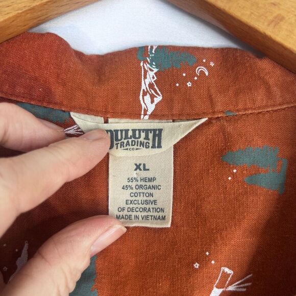 Duluth Trading Orange Hemp Organic Outdoor Motif Button Front Shirt Size XL - Picture 6 of 8